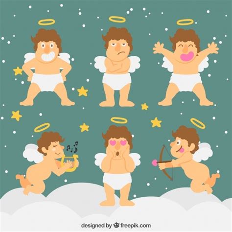 Free Vector Funny Christmas Angels Collection