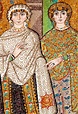 Byzantine mosaic of women from the court of Justinian and Theodora ...