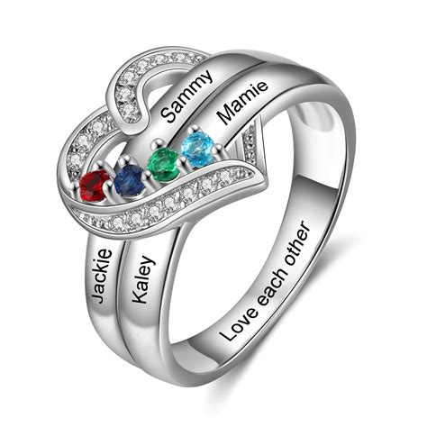 Buy Personalized Mothers Rings With Names Birthstones For Mom Custom