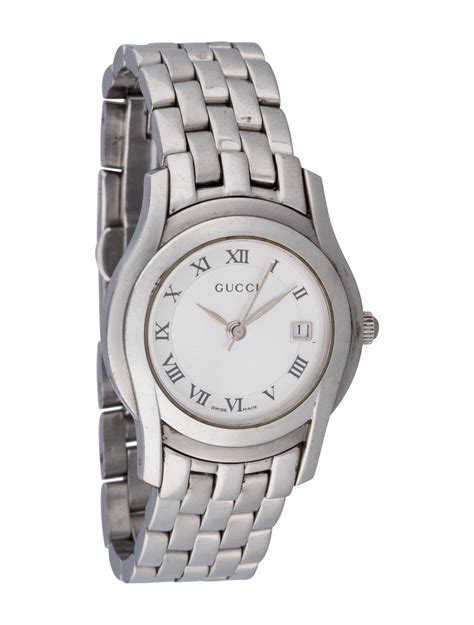 Gucci 5500l Wrist For Women Date Stainless Steel Silver Dial Watch