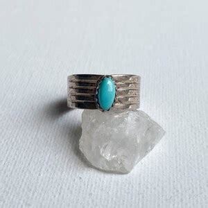 Fortuna Ring Vintage Unstamped Sterling Silver And Genuine Turquoise