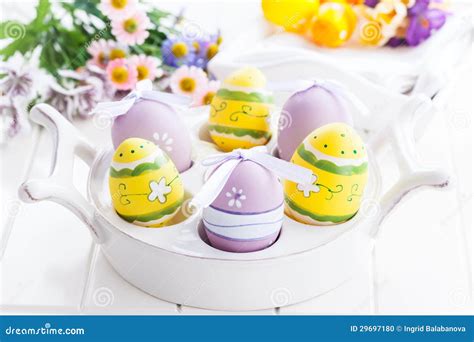 Easter Eggs With Spring Flowers Stock Photo Image Of Decoration