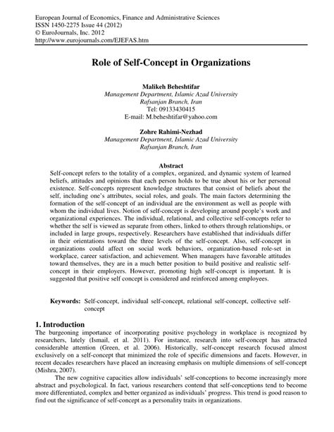 Check spelling or type a new query. (PDF) Role of Self-Concept in Organizations
