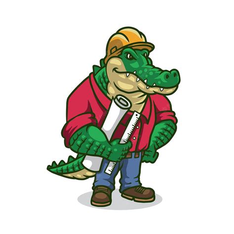 Premium Vector Crocodile Mascot With Helmet Construction Cartoon