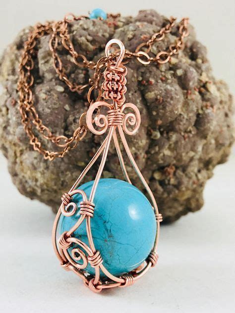 Copper Wire Wrapped Turquoise Sphere Gemstone Wire Wrapped Turquoise