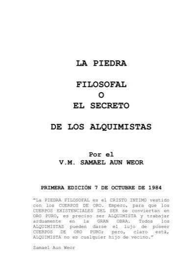 La Piedra Filosofal O El Secreto De Los Alquimistas Gnosis