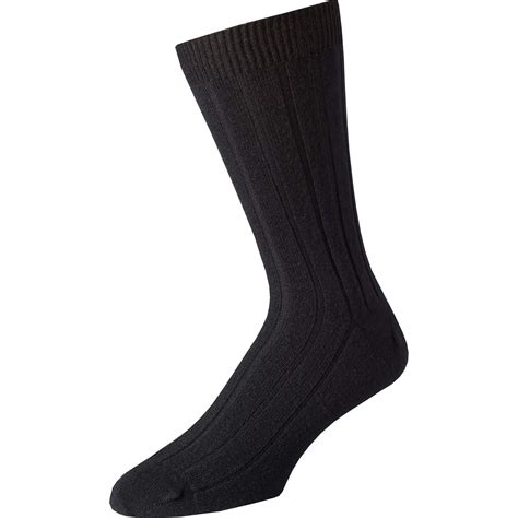 Black Cashmere Ribbed Sock Mens Country Clothing Cordings