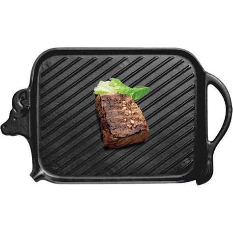 A cast iron pan is an essential piece of equipment for any cook. Chasseur Black, Cast Iron Rectangular Steak Grill Pan, Cow ...