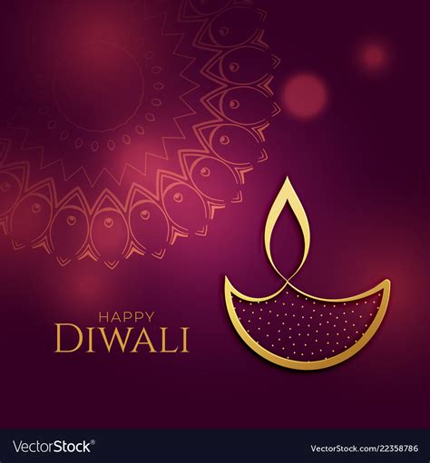 Beautiful Golden Diwali Diya Festival Background Vector Image