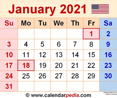 Download Calendar January 2021 Download Calendar January 2021 List