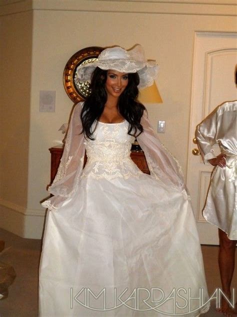 Kim Kardashian Wearing Kris Jenners First Wedding Dress To Robert