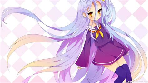 Hd Cute Anime Girl Shiro Long Blue Hair Wallpaper