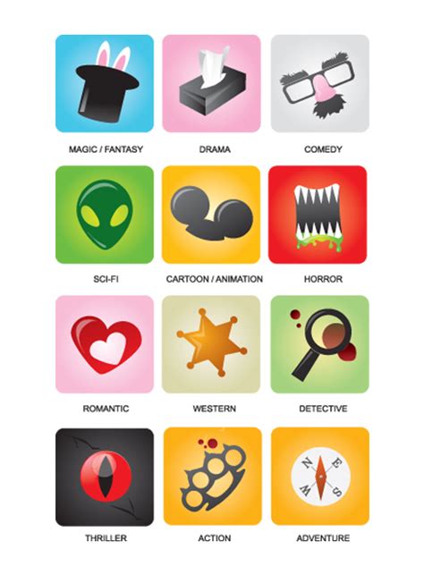 Free Vector Movie Genres Icons Snap Objects