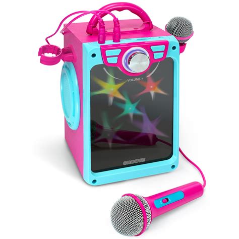 Croove Pop Box Karaoke Machine For Kids With 2 Microphones And Flashing