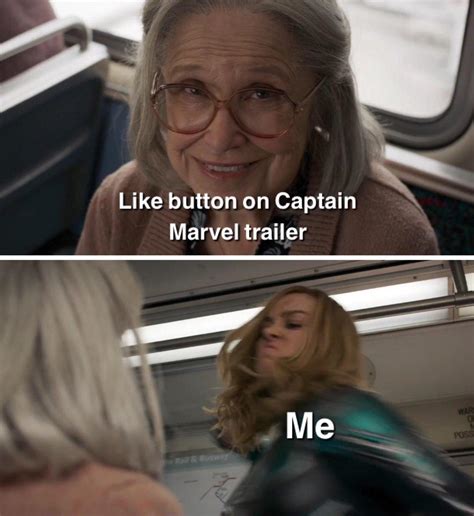 Like Button On Captain Marvel Trailer Captain Marvel Punch Know Your Meme