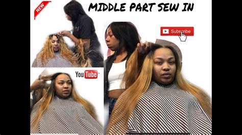 Bleach Blonde Middle Part Sew In Youtube