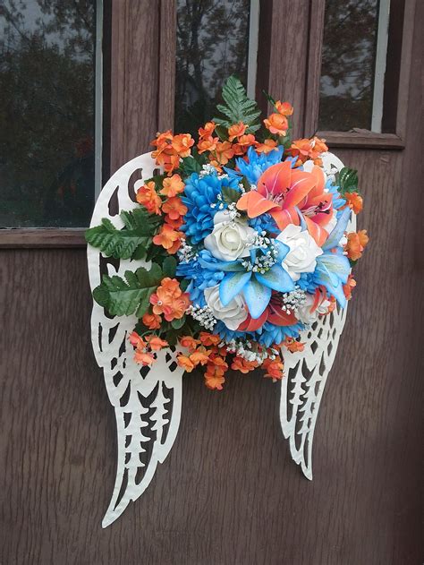 Angel Wing Wreath Floral Funeral Arrangement Angel Wall Etsy Canada