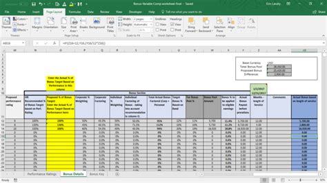 Bonus Spreadsheet Template With Variable Compensation Plan Template