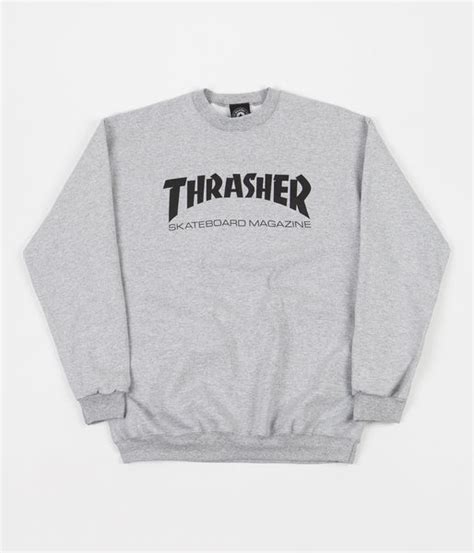 Thrasher Skate Mag Logo Crew Sweatshirt Heather Grey Flatspot