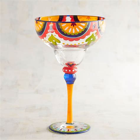 La Isla Hand Painted Margarita Glass Margarita Glass Painting Wine Glass Crafts Painted Wine
