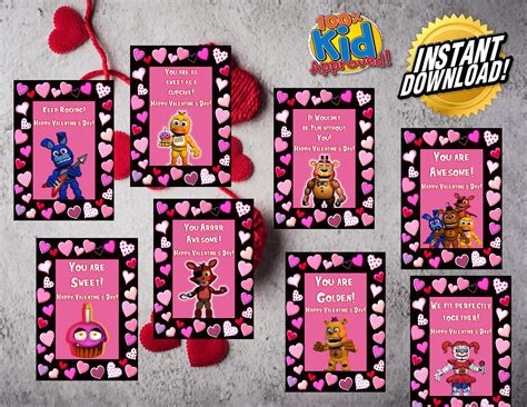 Fnaf Valentines Day Printable Cards Etsy