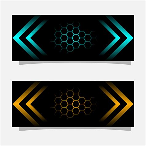 Abstract Black Banner Modern Concept Design Glossy Gold And Blue Color