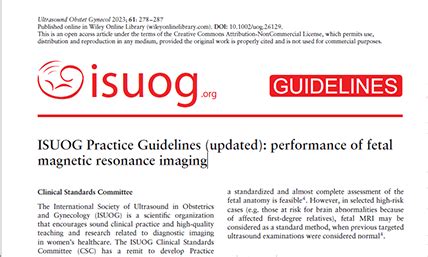 Updated Isuog Practice Guidelines Performance Of Fetal Magnetic