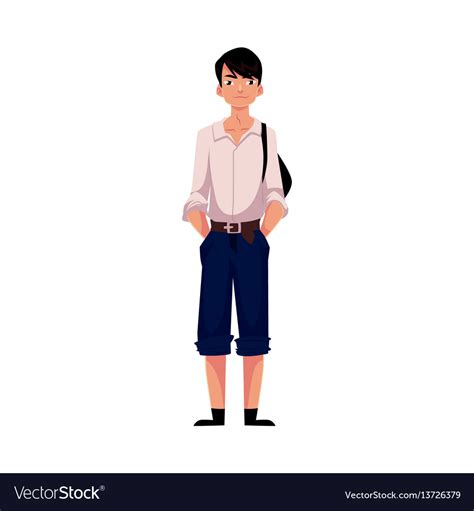 Japanese Teenage Schoolboy In Typical Uniform Vector Image