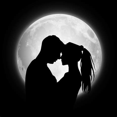Hd Wallpaper Couple Silhouettes Moon Love Two People Adult Couple Relationship