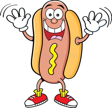 Cartoon Hotdog Waving Stock Vector Illustration Of