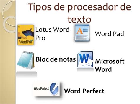 Procesador De Textos Tipos De Procesadores De Texto