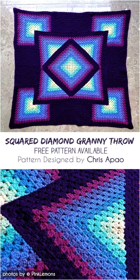 Squared Diamond Granny Throw Granny Square Crochet Pattern Crochet My XXX Hot Girl