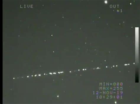 Spacex Starlink Satellite Train Visible In The Night Sky