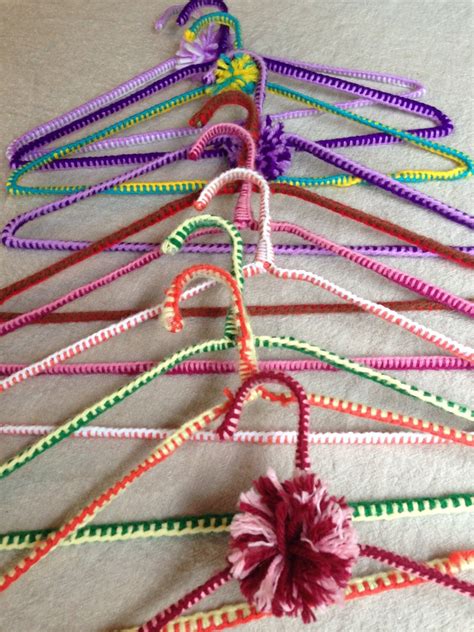 Vintage Crochet Hand Woven Yarn Covered Hangers 10 Non Slip