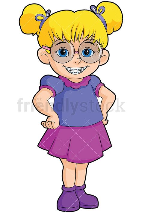 If you have braces on your teeth, you may also be prescribed elastic rubber bands to help with the straightening of your teeth. Little Girl Wearing Braces Vector Cartoon Clipart ...