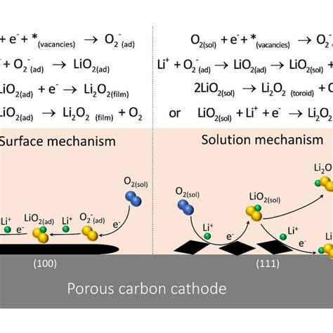 Proposed Li2o2 Formation Mechanisms On The Carbon Cathode Catalyzed By