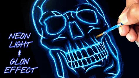 How To Draw Neon Lights Add Glow Effect To Drawings Youtube