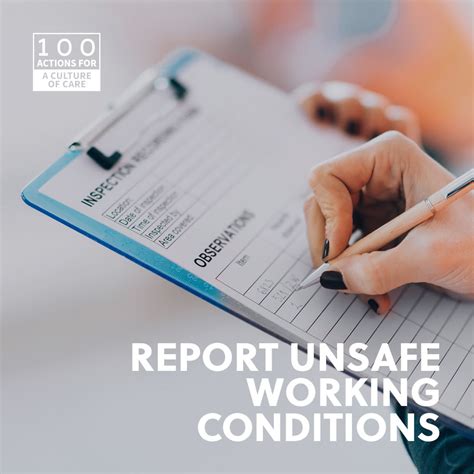 Report Unsafe Working Conditions 100 Hundred Actions