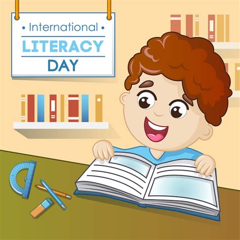 Premium Vector Literacy Day Concept Cartoon Style