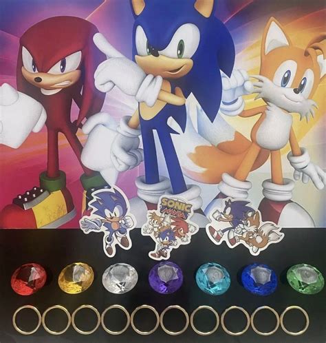 Official Sizecolour Sonic Chaos Emeralds With 10 Gold Rings Etsy