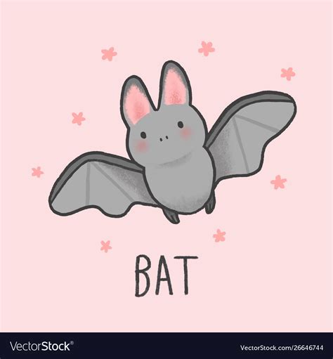 Cute Bat Cartoon Hand Drawn Style Royalty Free Vector Image