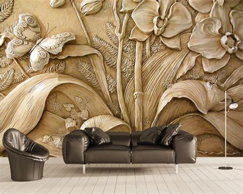 buy beibehang custom wallpaper murals 3d embossed orchid butterfly background