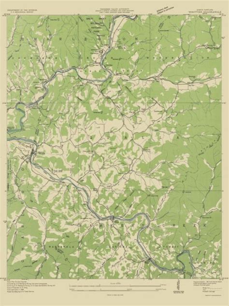 Topo Map Whittier North Carolina Quad Usgs 1935 2300 X 3067 Ebay