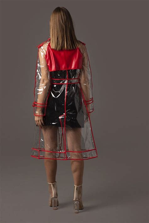 Clear Pvc Trench Coat With Pu Leather Vinyl Trenchcoat High Image 1