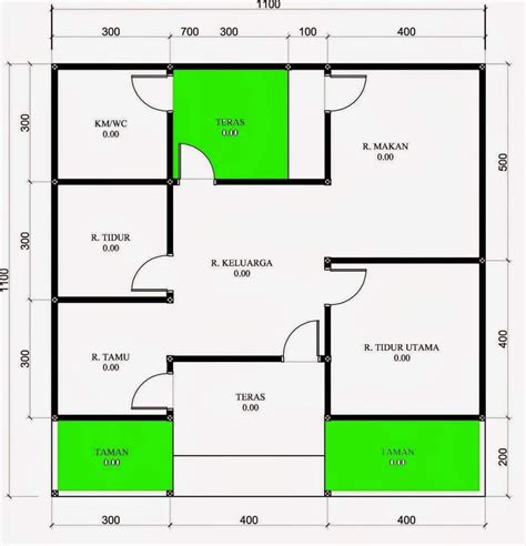 Denah Rumah Ukuran 6x9 2 Kamar Tidur Modern Minimalis