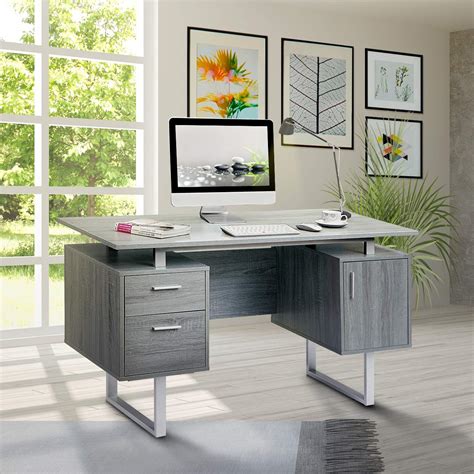 Techni Mobili Modern Office Desk With Storage Gray