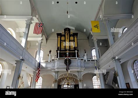 Interior Of Old North Church Boston Massachusetts Usa Stock Photo