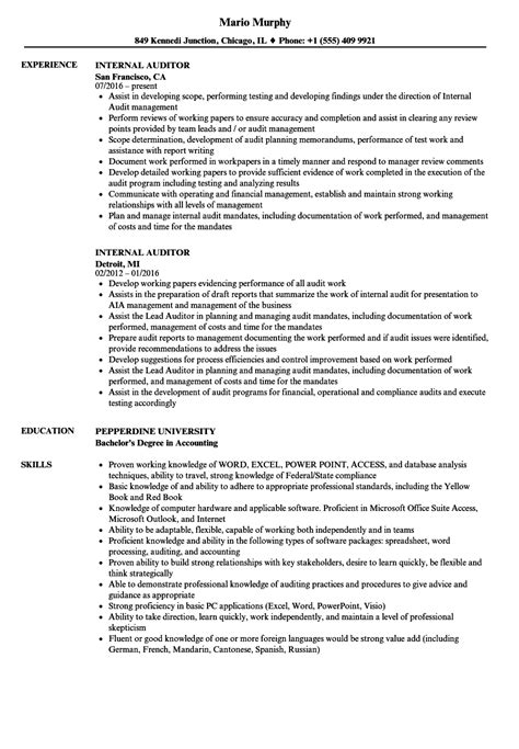 • review internal control structures, perform special reviews, conduct internal audits, make recommendations for corrective actions of unsatisfactory conditions, report findings to the board of. Internal Auditor Resume Sample | Resume Template