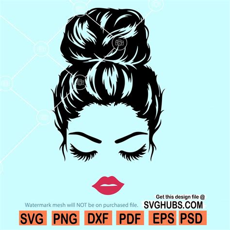 Messy Bun Svg File Messy Bun Hair Svg Messy Bun Svg Svg Hubs