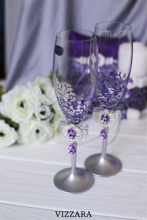 Wedding glasses Purple wedding Toasting glasses for wedding | Etsy | Wedding glasses, Wedding ...